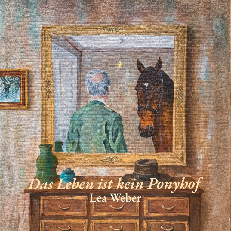 Poetry Slam Heft "Das Leben ist kein Ponyhof" mit Covermotiv einer Spiegelung von Mann und Pferd